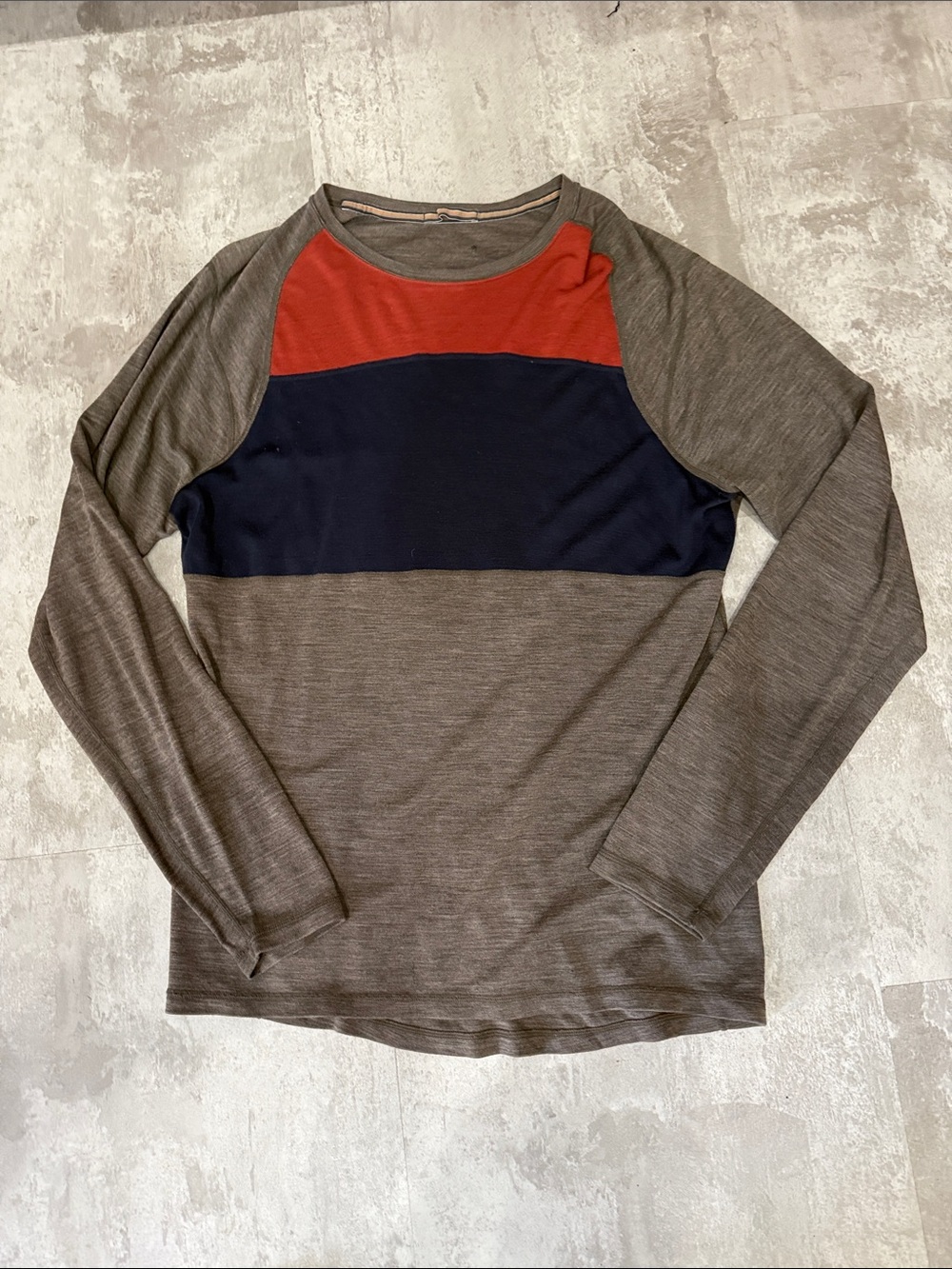 Men's Smartwool Merino Colorblock Long-Sleeve Tee - brown, Navy & Red